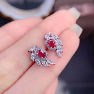 隔日到貨 Ruby 莫三比克 紅寶石 滿鑽 愛心 耳環 耳針 耳釘 二度燒 不過敏1951