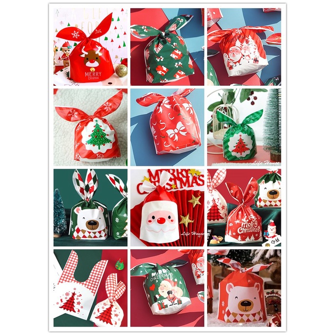 聖誕節多款包裝袋 50入 兔耳朵包裝袋 小禮品包裝袋 糖果包裝袋 餅乾包裝袋 烘培包裝袋 聖誕禮物包裝袋