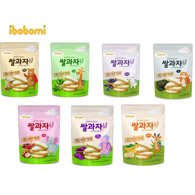 韓國 ibobomi 嬰兒米餅 原味/蘋果/菠菜/紫薯/藍莓/海苔/香蕉 米餅 米果 餅乾 幼兒 30g 米菲寶貝
