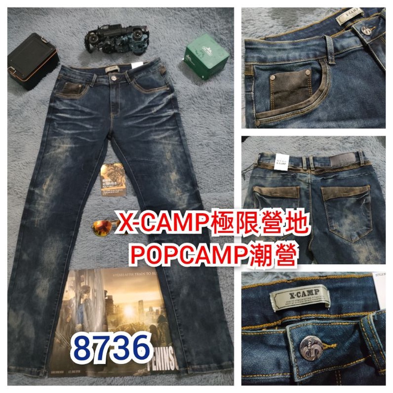 安得烈獨家🔥2023最新款🚩#POPCAMP潮營 #XCAMP極限營地   8736撞色拼接立體口袋水洗狂野刷色牛仔褲👖