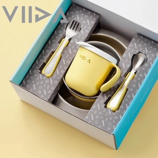 【小童話親子嚴選】 台灣 VIIDA Soufflé 抗菌不鏽鋼餐具旗艦組 彌月禮盒 兒童餐具