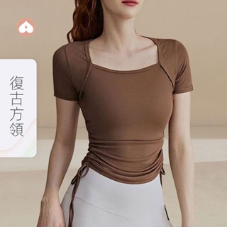 YOYOPEACH【現貨+預售|皮拉提斯服】瑜珈服 運動上衣女 運動短袖 跑步健身上衣 透氣百搭氣質高品質