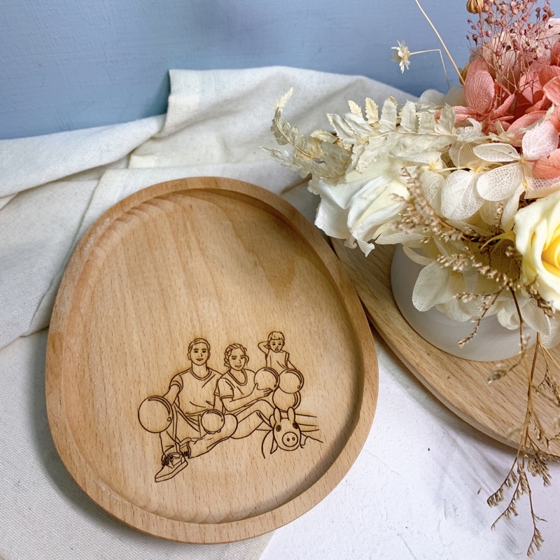 蛋型木盤雕刻 木刻客製化手繪雷雕 入厝禮訂製 吐司盤 露營小物 咖啡廳木盤