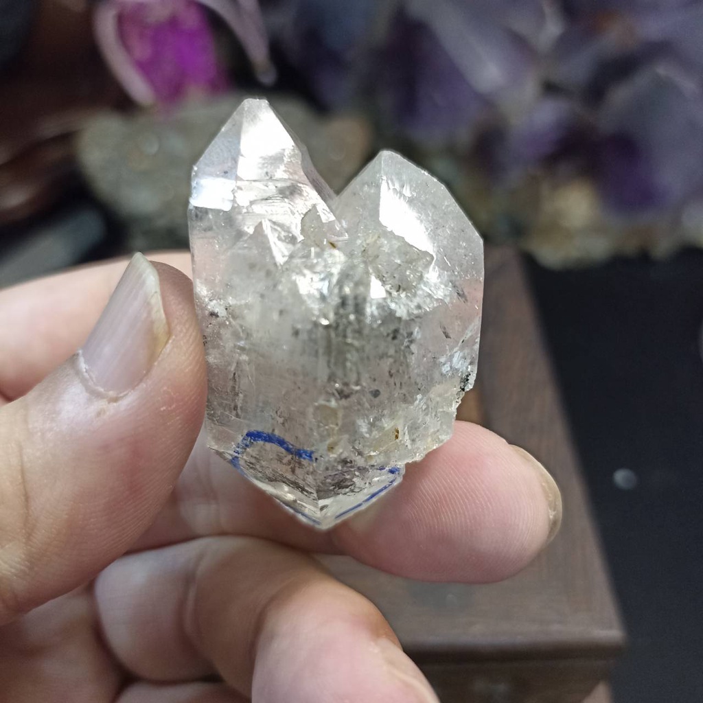 飛水晶-84雙尖水膽水晶原礦