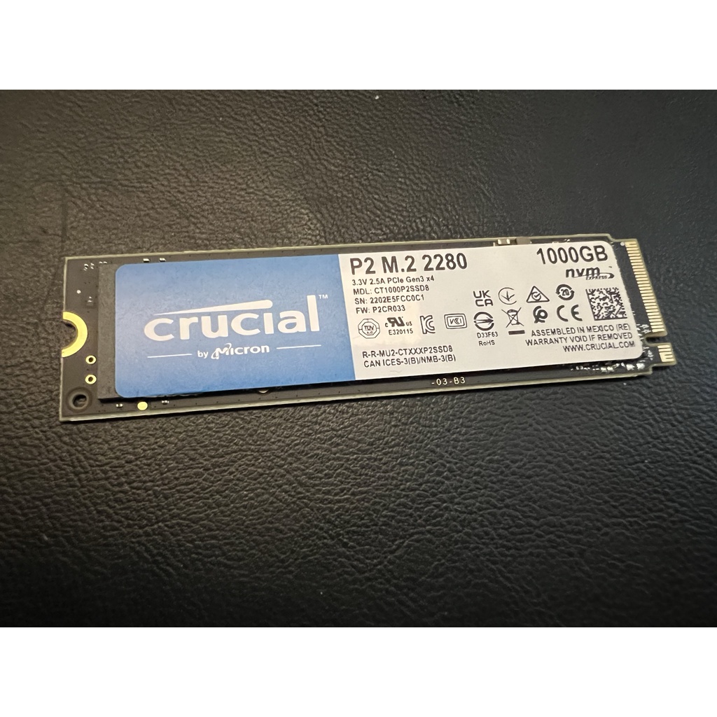 美光 Micron Crucial P2 1TB M.2 2280 PCIe SSD 固態硬碟  二手硬碟