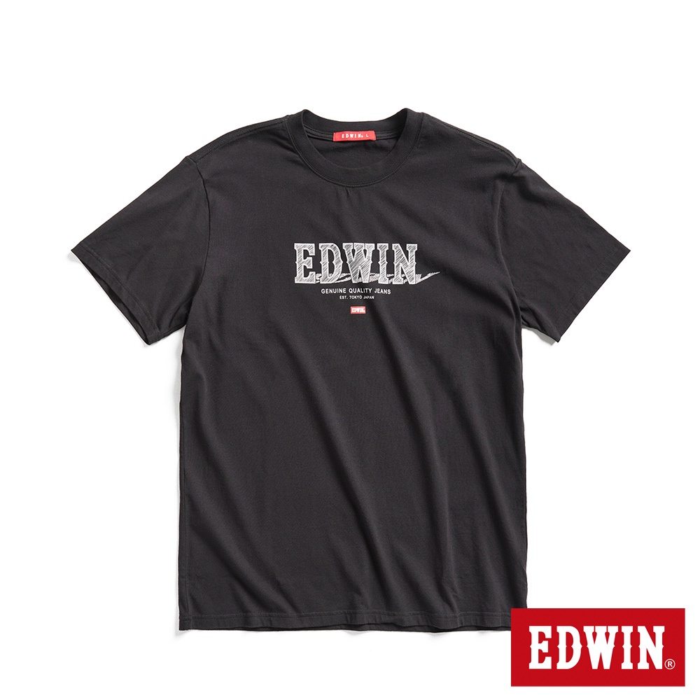 EDWIN 精緻素描LOGO短袖T恤(黑色)-男款 網路獨家