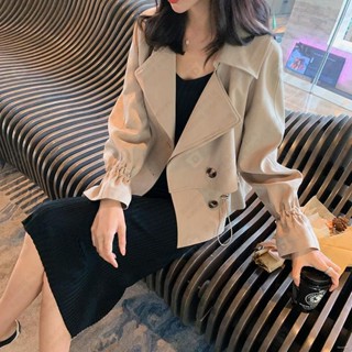西裝領外套女寬松春秋裝款韓版小個子夾克上衣氣質收腰短款風衣 ins#AJA
