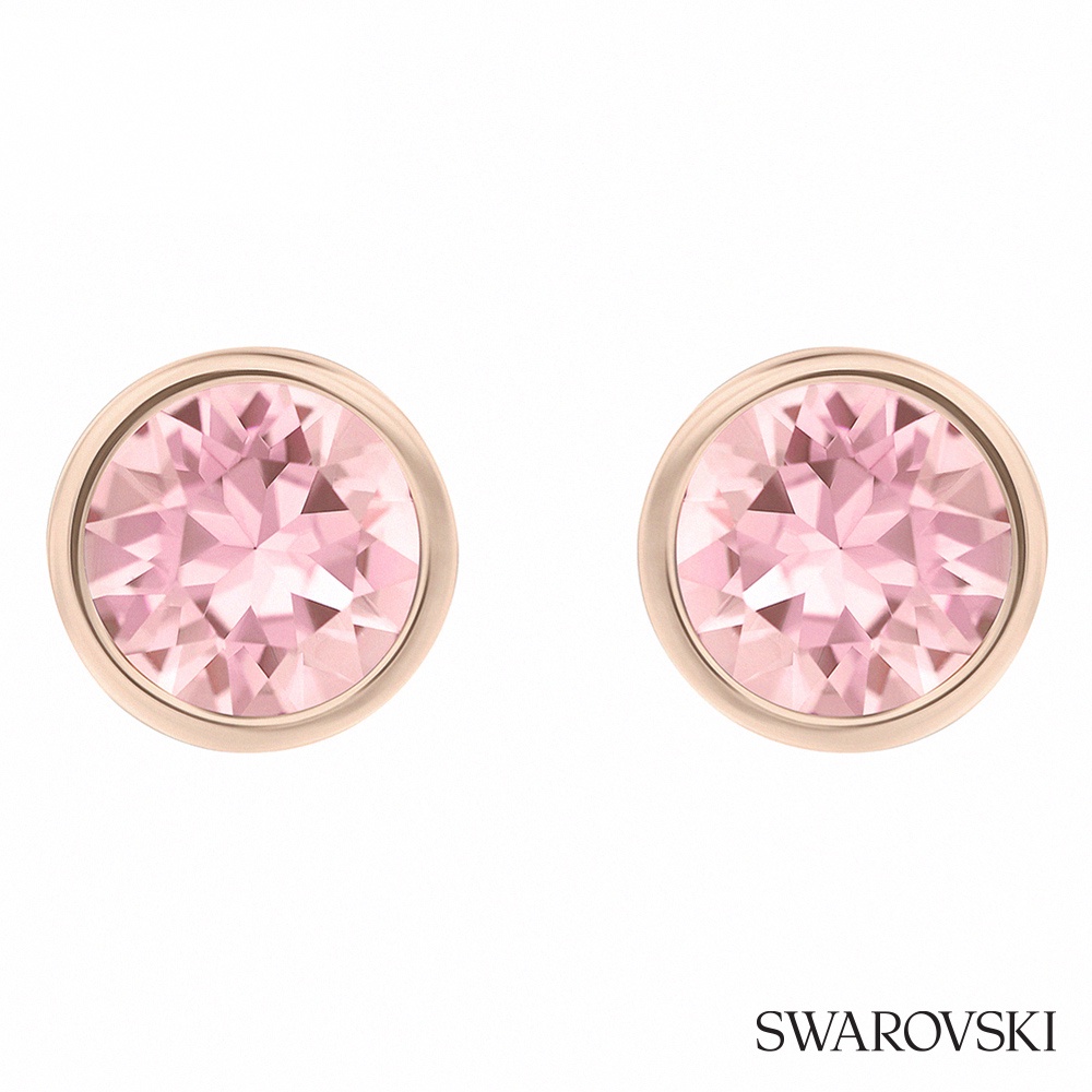 SWAROVSKI 施華洛世奇  Solitaire 耳釘 粉红色  鍍玫瑰金色調