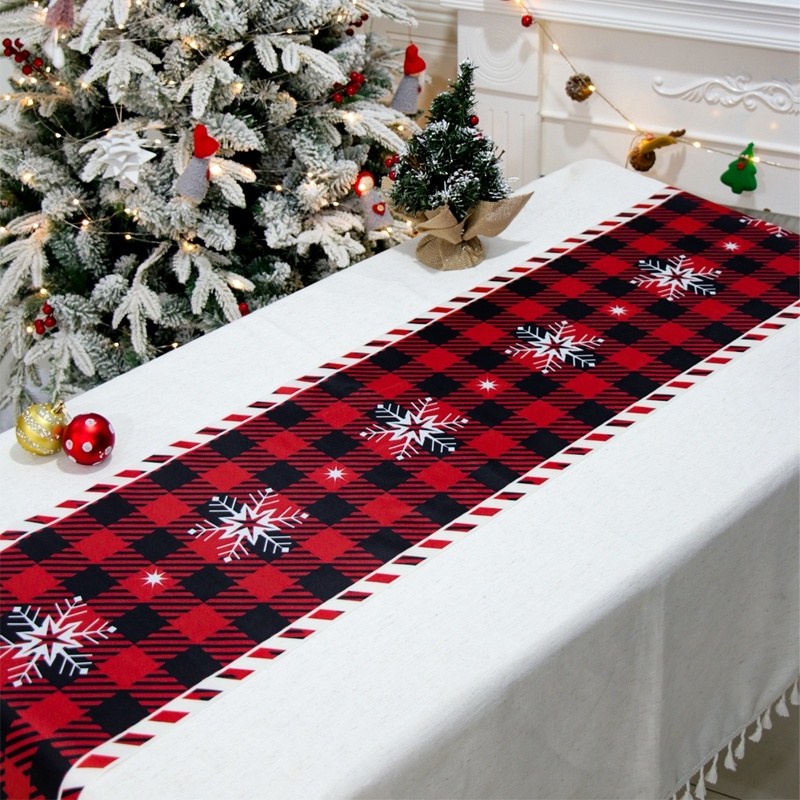 雪花圖案聖誕桌罩賽跑者聖誕桌旗 / 聖誕佈置裝飾 Navidad 裝飾新年桌布