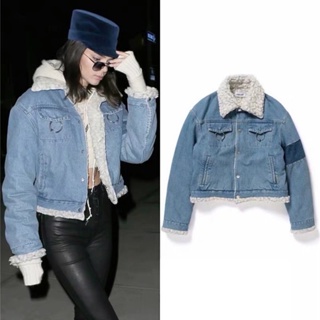 羊羔毛 加厚 牛仔外套 Kendall Jenner 同款 zara 刷毛牛仔外套