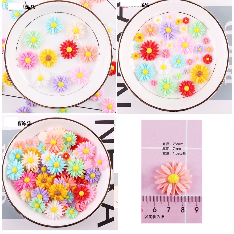 S(台灣出貨.)~樹脂太陽花Diy 奶油手機殼配件 兒童發飾雛菊花裝飾材料