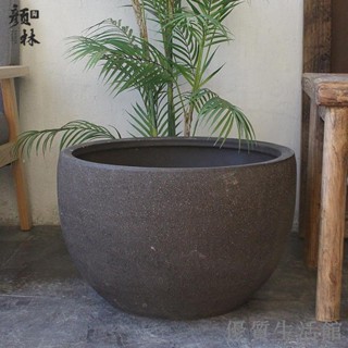 新品免運到府 花盆 落地花盆 粗陶盆 種植盆 水養盆 大口盆缸陶缸盆土陶缸養魚盆睡蓮盆缸花盆大口徑荷花盆大碼北歐風