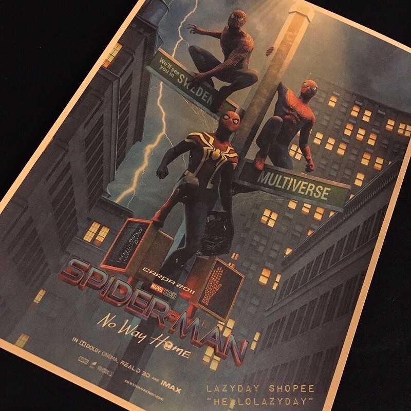任選自己搭配買5張送2張《LAZYDAY VINTAGE SHOP》蜘蛛人SpiderMan復古懷舊電影海報牛皮紙裝飾