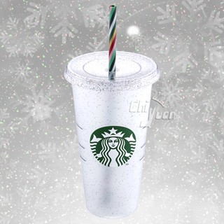 Starbucks 臺灣星巴克 2022 聖誕節 閃閃派對TOGO冷水杯 24oz 白女神LOGO 吸管 隨行杯 環保杯