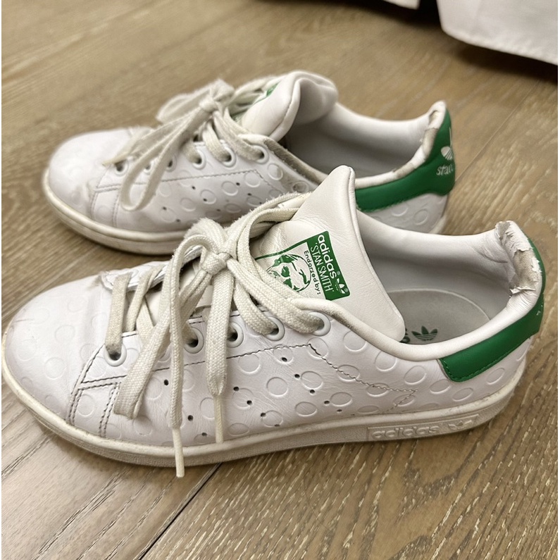 Adidas Stan Smith 白綠配色 特殊圈圈鞋面 小白鞋 UK3.5