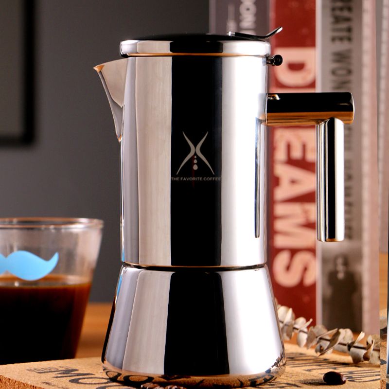 現貨 速發220V 義大利不鏽鋼摩卡壺特濃香電磁爐陶爐明火煮咖啡家用意式咖啡機器