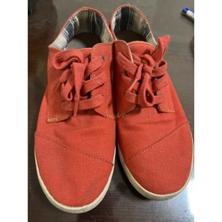 TOMS紅色休閒帆布鞋37.5號