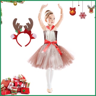 馴鹿角色扮演服裝兒童可愛角色扮演馴鹿服裝聖誕迷人迷人服裝連衣裙