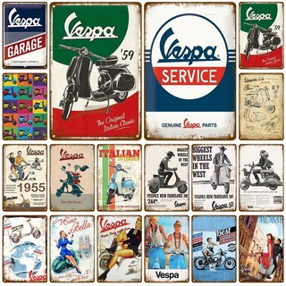 Vespa 摩托車酒吧酒吧裝飾錫標誌破舊別緻家居裝飾牌匾金屬標誌牆海報復古裝飾藝術復古