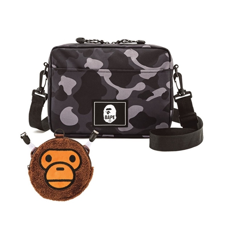 A Bathing Ape Bape 日本雜誌附錄迷彩單肩包猴頭錢包 2 合 1 斜挎包