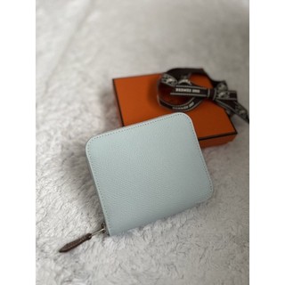愛馬仕 Hermes silk in絲巾短夾 聖杯藍