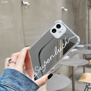 簡約適用XR蘋果13pro手機殼iphone12mini英文鏡面11殼6/7/8/xsmax