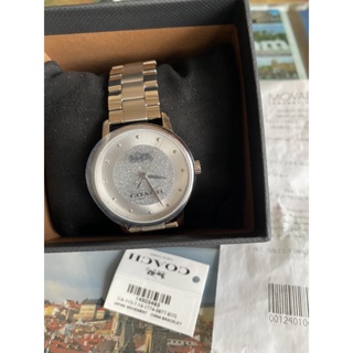 【COACH】氣質銀白馬車logo不鏽鋼錶帶時尚腕錶(14503493)