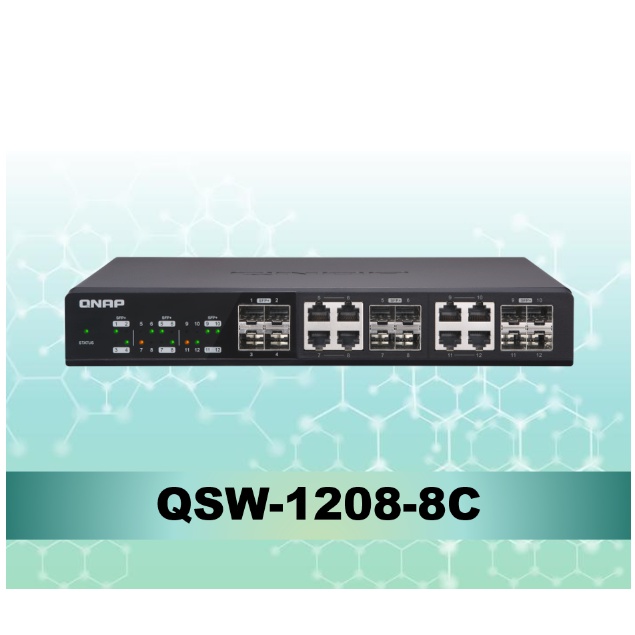 🎀杰洋商行【QNAP 威聯通】12埠10GbE無網管型交換器 QSW-1208-8C