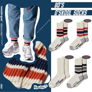 nozzle quiz 80年代 Essential O'Skool 籃球 復古 條紋 中高筒 休閒襪