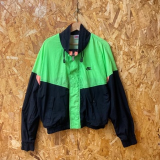 疫年古著店－Nike 90s vintage螢光綠拼接風衣外套