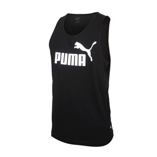 PUMA 男Logo休閒背心(歐規 無袖上衣 純棉 慢跑「58667001」 黑白