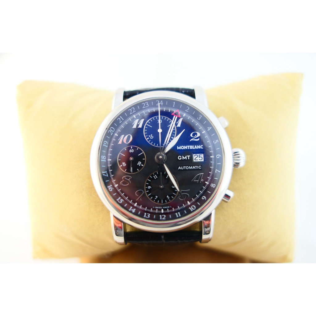 [吉宏精品交流中心]MONTBLANC 萬寶龍 102135 GMT 42mm 黑面 皮帶 計時碼錶 男錶(盒卡全)