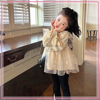 ✨小不點兒✨女童娃娃衫2024秋裝新款兒童韓版洋氣寶寶甜美圓領長袖上衣(90cm-140cm)