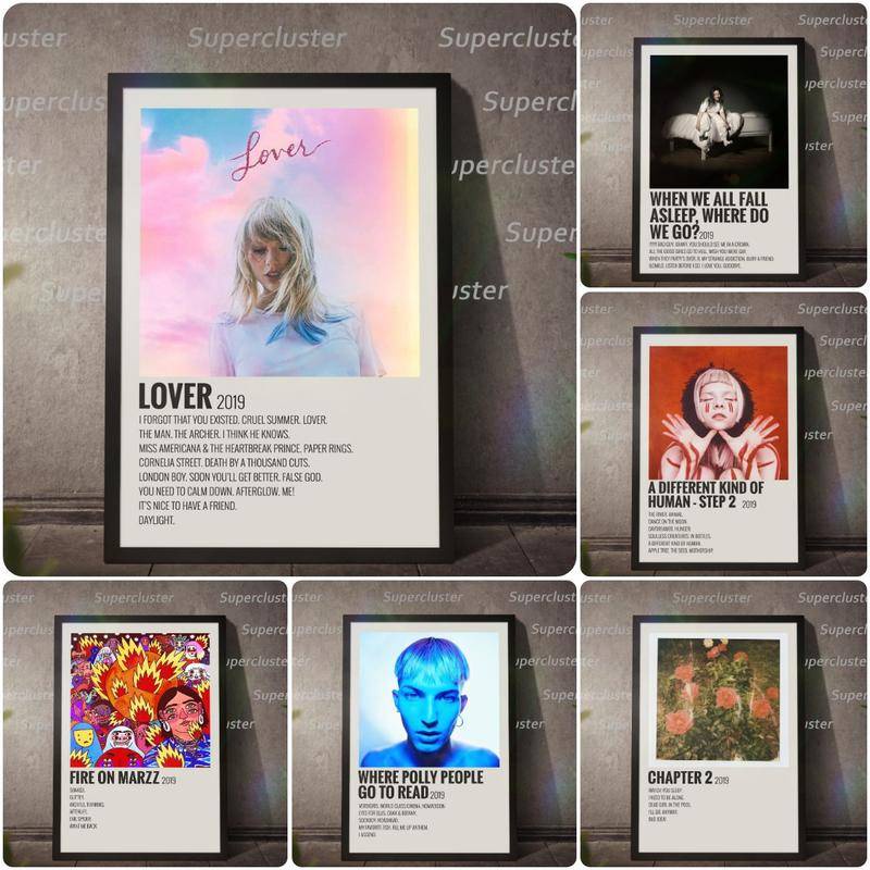 音樂封面專輯畫布繪畫簡約風格 泰勒絲 LadyGaga 海報牆圖片 家居裝飾 2019年