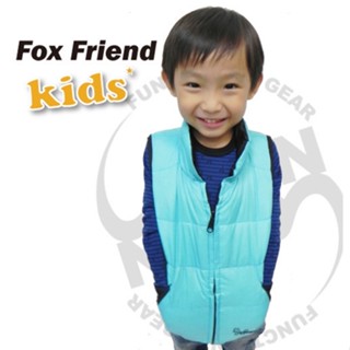 【Fox Friend】新款中性高領雙面穿防潑水兒童羽絨背心.有型輕薄保暖不臃腫.保暖性佳 藍黑 0125