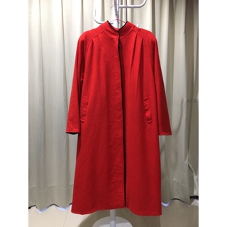 Vintage 復古 紅色 毛料 中式長大衣