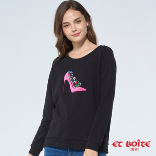 BLUE WAY 箱子 ET BOiTE-女款 高跟鞋巴黎花都雙面長TEE(黑)