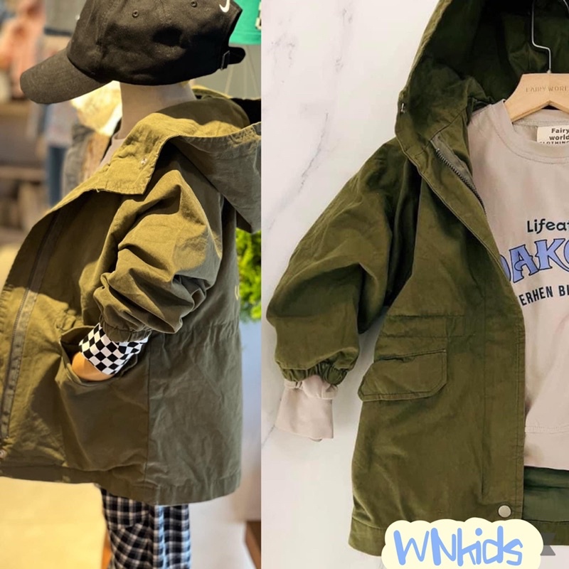 WNkids 🧥兒童韓系大牌風 中長版工裝大衣、外套#兒童防風外套#現貨