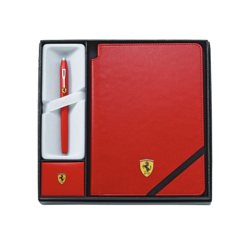 CROSS 法拉利Century II 亮紅鋼珠筆+法拉利紅色中號筆記本禮盒   eslite誠品