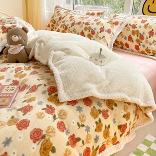 現貨 法蘭絨床包 床包四件組 床包組 標準 雙人加大床包 加厚牛奶珊瑚絨雙面羔羊法蘭絨被套 床單 雙人床包 床罩 枕頭套