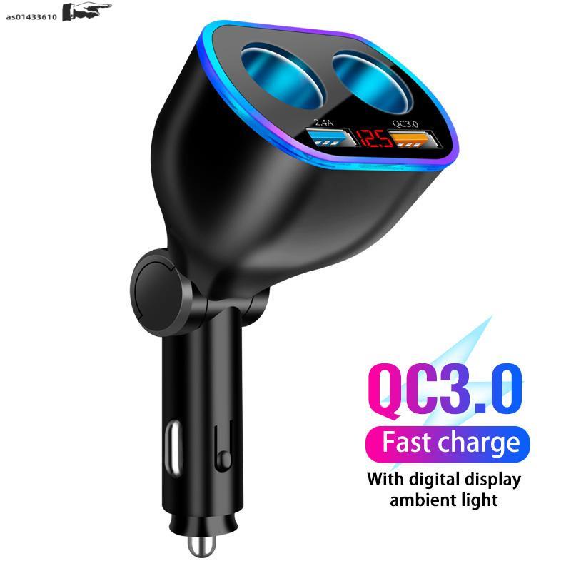 Car Charger Dual Usb Qc3 Quick Charge Rotation Adapter QC 3.