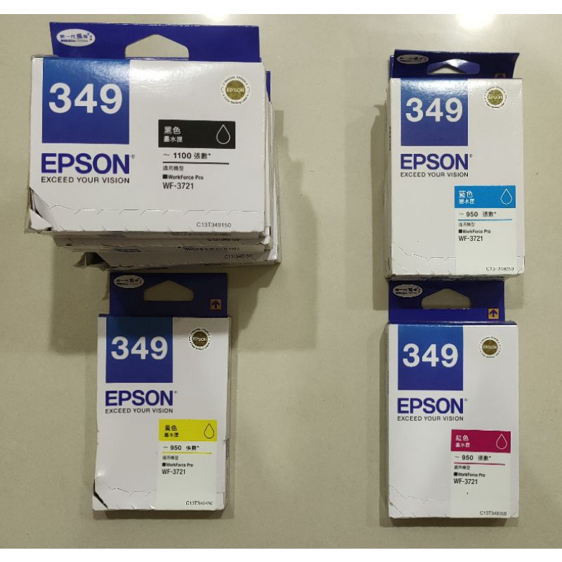 EPSON 349 WF-3721 共8個全部出清2000元 黑色藍色紅色黃色原廠墨水匣