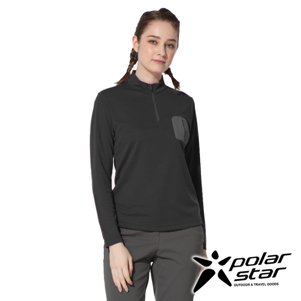 【PolarStar】女 保暖立領長袖衣『炭灰』P22218