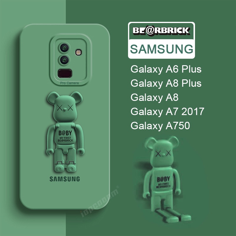 可愛的小熊支架支架手機殼三星 Galaxy A6 Plus A8 A8+ A7 2018 J8 A750 支架矽膠套