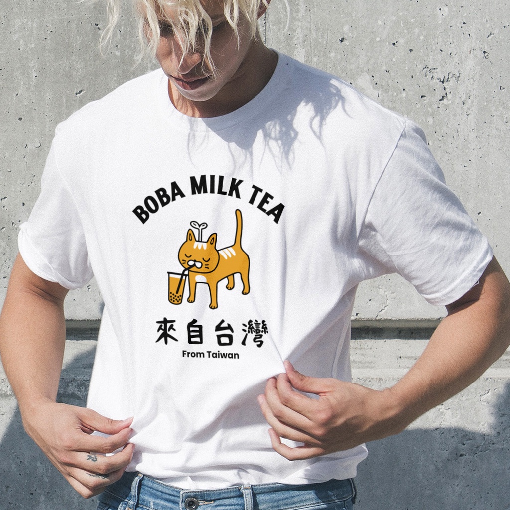 BOBA MILK TEA 中性短袖T恤 4色 貓咪波霸奶茶珍珠手搖杯搖搖杯台灣潮T團體服社團旅行出國禮物名產特產
