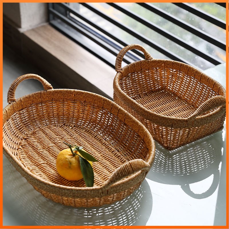 【ohlawin】 日式果盤 仿藤編客廳零食筐廚房蔬菜收納筐雜物籃家用水果籃