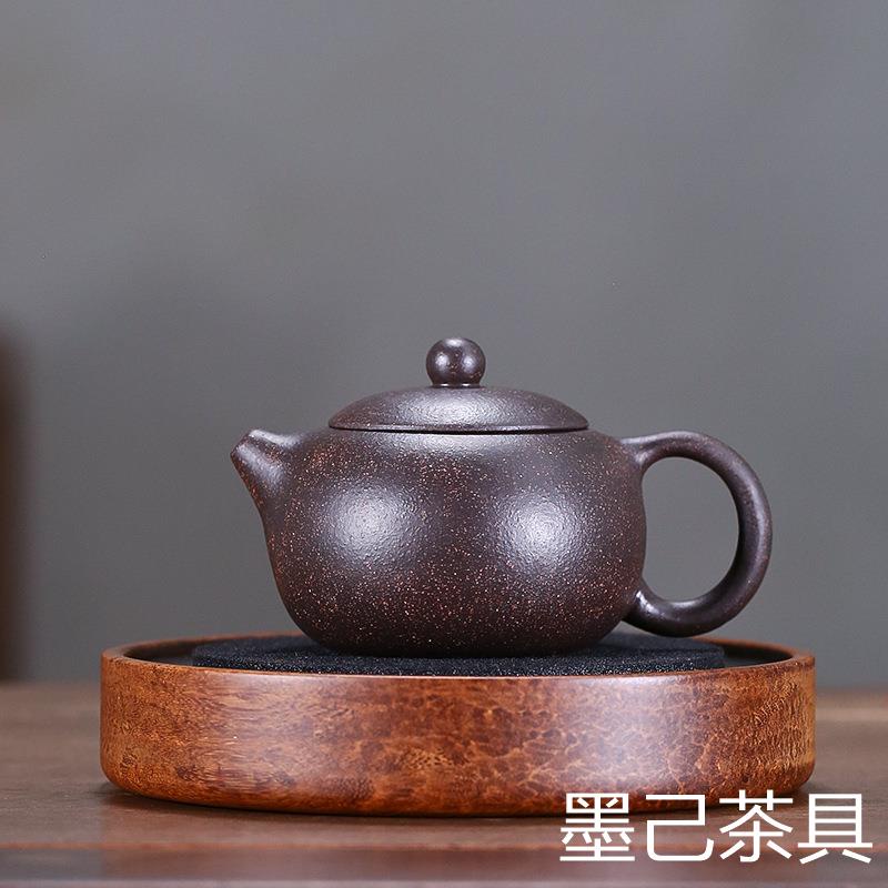 {墨己茶具}紫來順紫砂壺宜興原礦功夫茶具套裝黑金砂茶壺刻字原礦紫砂泥新款