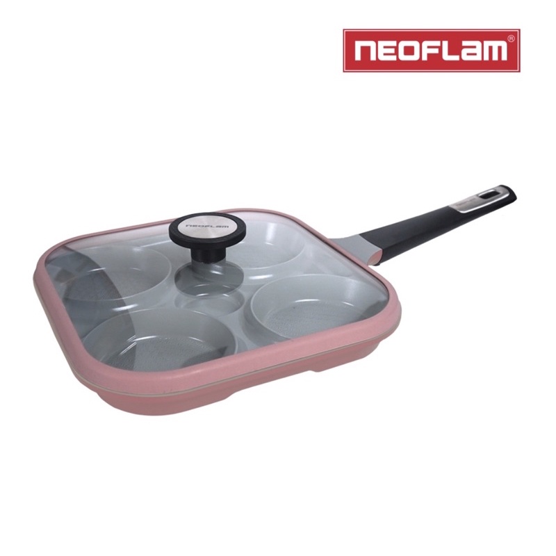 韓國 NEOFLAM Steam Plus Pan 單柄烹飪神器&amp;玻璃蓋 不挑爐具 丹麥粉色