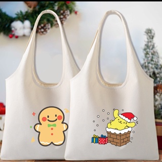 聖誕 Pom Pom Purin 卡通女包印花手提包韓國大容量帆布大包