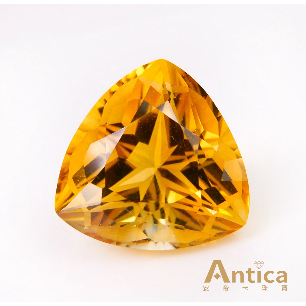 [ANTICA] 黃水晶 Yellow Quartz  11.24克拉 三角 黃色 橘色 巴西 天然寶石 超高火光（經理